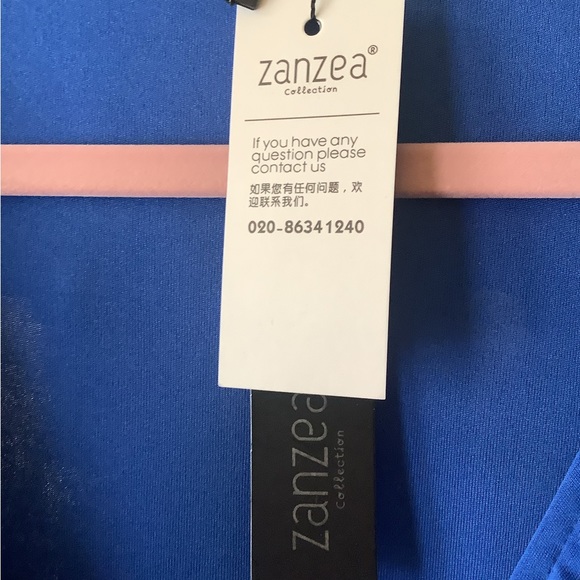 ZANZEA dress, royal blue low-cut with ruffles fits like a glove very flattering - Picture 6 of 11